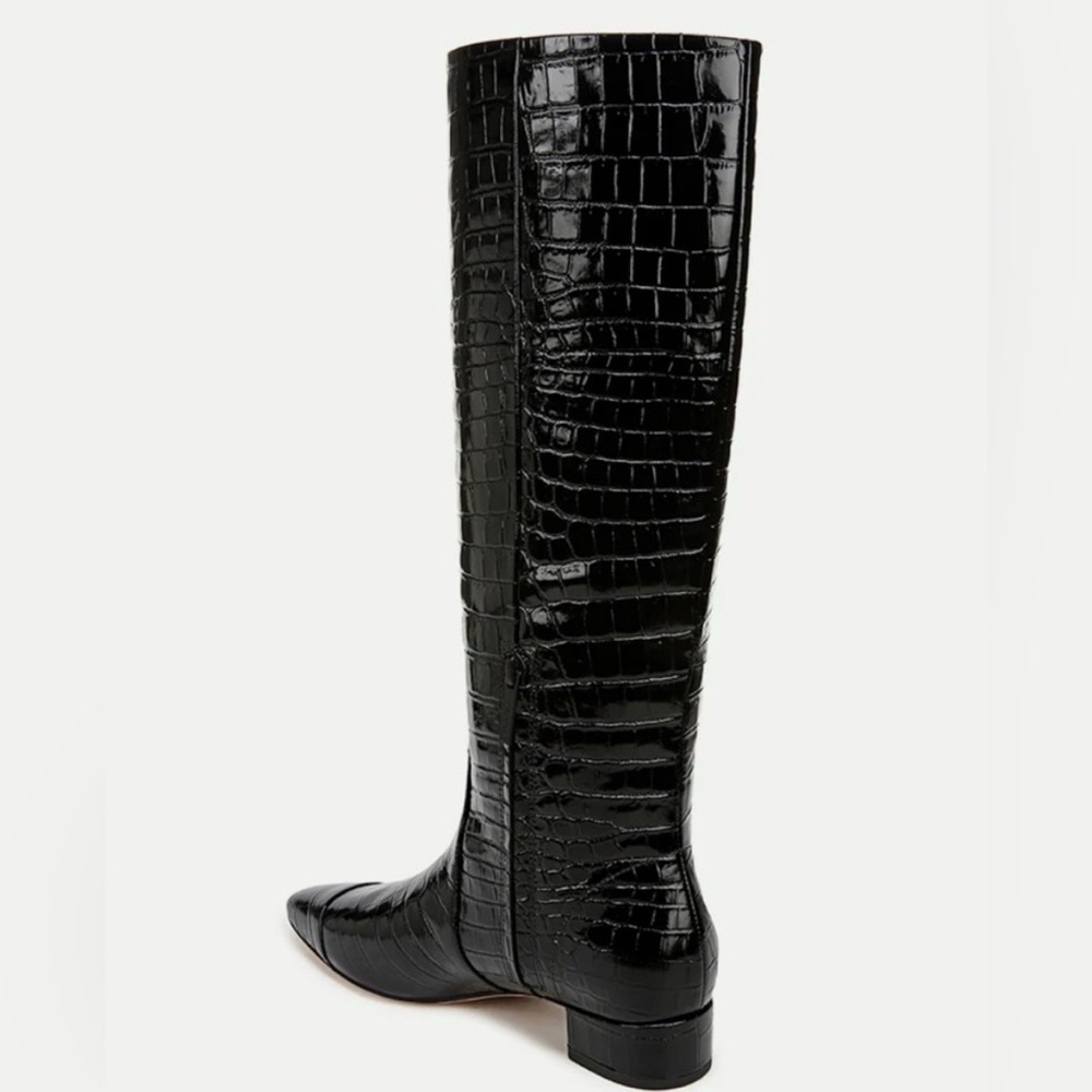 Veronica Beard Cecile Croc-Embossed Tall Boot | Wide-Calf black NWT - Picture 3 of 11